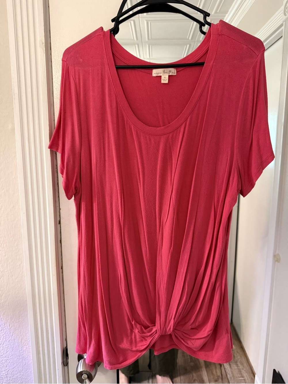 Soft Scoop Neck Knot-Front Top in Melon Pink